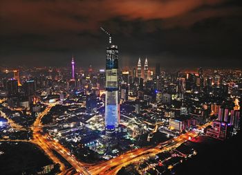 Illuminated cityscape at night