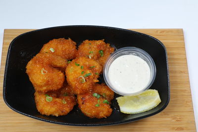 High angle view of food in plate