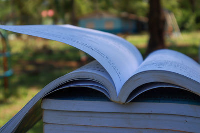 Close-up of open book