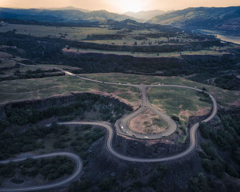 High angle view of road amidst landscape