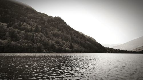 Scenic view of lake against clear sky