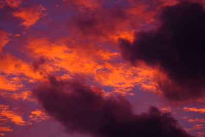 Low angle view of cloudy sky during sunset