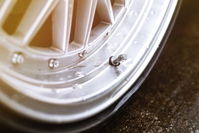 High angle view of vintage wheel