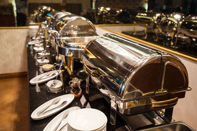 High angle view of food on table at cafe