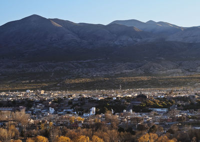 High angle view of townscape against sky