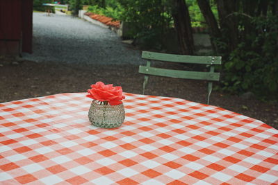 Close-up of flower on table