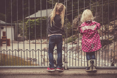 Rear view of two girls