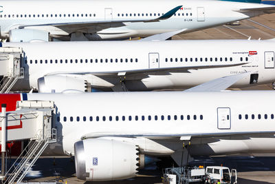 High angle view of airplane at airport