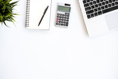 High angle view of laptop on table