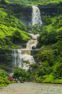 Scenic view of waterfall