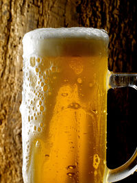 Close-up of beer glass