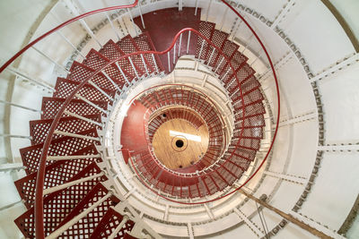 Directly below shot of spiral staircase in building