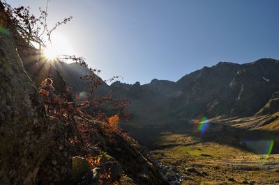 Scenic view of mountains against clear sky