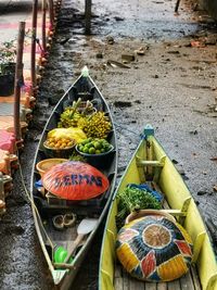 High angle view of fruits on table