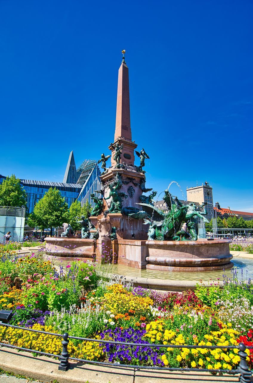 VIEW OF FLOWERING PLANTS AGAINST BLUE SKY