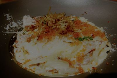 High angle view of food in bowl