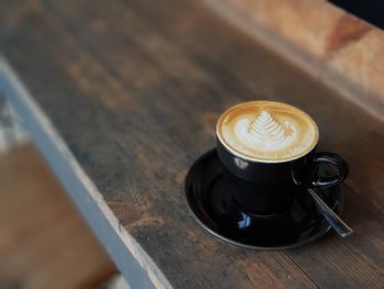 High angle view of coffee on table