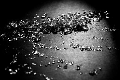 High angle view of raindrops on street