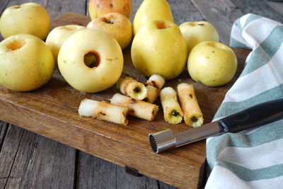 High angle view of fruits on table