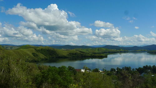 Scenic view of lake against sky