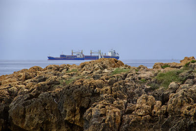 Scenic view of sea against clear sky