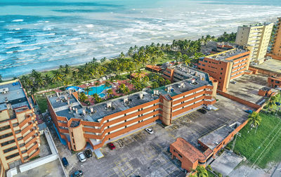 High angle view of buildings in city