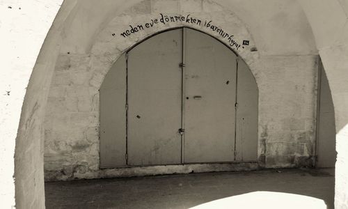 Closed door of old building