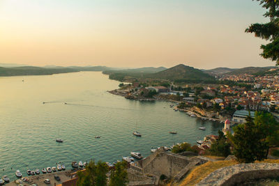 High angle view of town