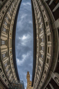 Low angle view of historical building against cloudy sky