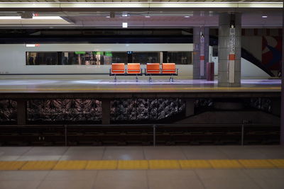 Train at railroad station platform