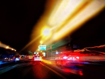 Traffic on road at night