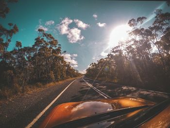 Road amidst trees against sky