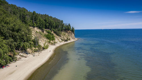 Scenic view of sea against blue sky