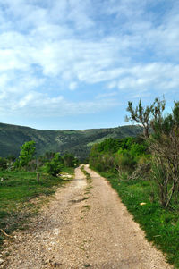 View of dirt road passing through landscape