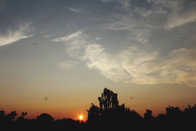 Low angle view of silhouette trees against sky during sunset