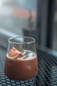 Close-up of drink in glass on table