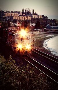 Light trails on city street at night