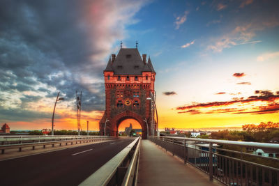 Bridge against sky during sunset