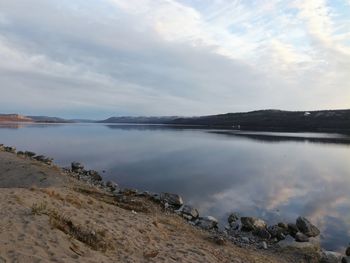 Scenic view of lake against sky