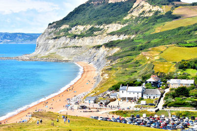 High angle view of beach