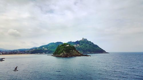 Scenic view of sea against cloudy sky