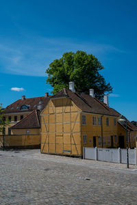 Historical buildings in roskilde town, denmark