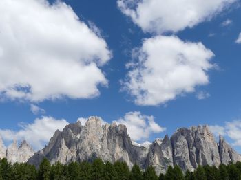 Low angle view of mountain range against sky