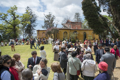 Group of people in front of building