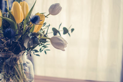 Close-up of flowers in vase at home