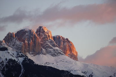 Scenic view of mountains against sky during winter