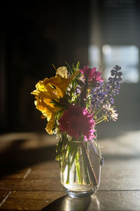 Close-up of flower vase on table