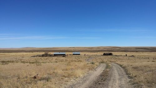 Scenic view of landscape against blue sky