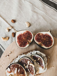 High angle view of fruits on table