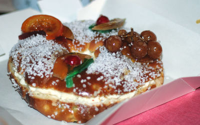 Close-up of dessert served in plate